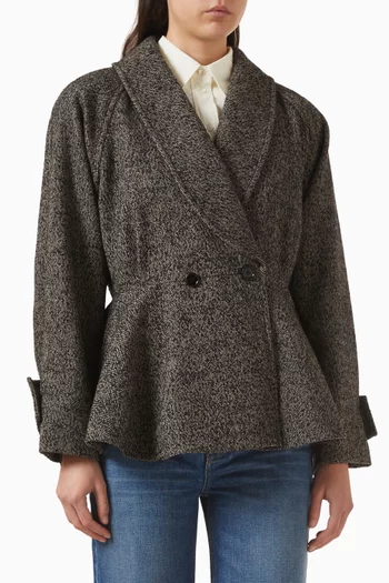 معطف رايدنج صوف بنقشة خطوط شيفرون متعرجة