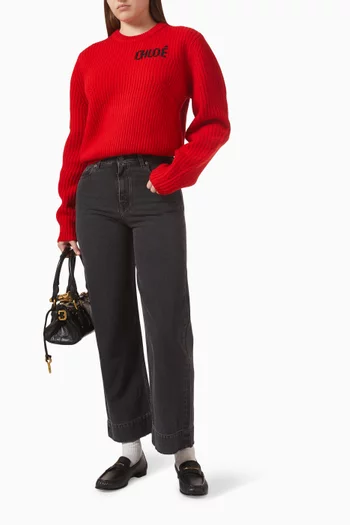 سترة بقصة فضفاضة ومنسوجة من مزيج صوف