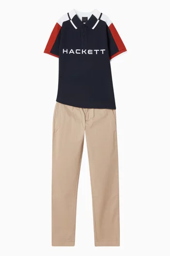 Colour-blocked Polo Shirt in Cotton