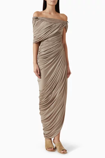 فستان ثالين بأكتاف مكشوفة كريب منسوج