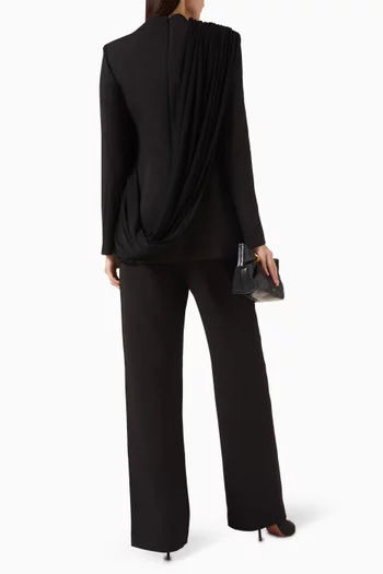 Nyra Draped Blazer in Twill Suiting