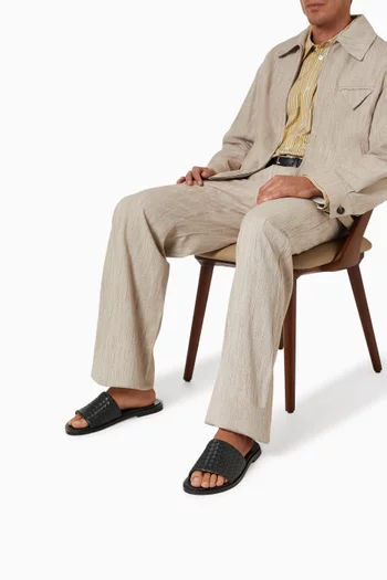 Elio Mule Sandals in Intrecciato Leather