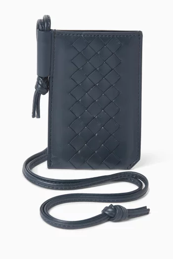 Piccolo Badge Holder in Intrecciato Leather