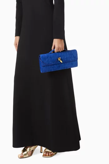 Andiamo Clutch in Intrecciato Suede
