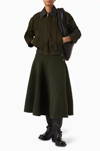 جاكيت بقصة واسعة جلد وشمواه