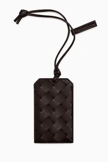 حافظة بطاقة هوية بحمالة جلد مجدول