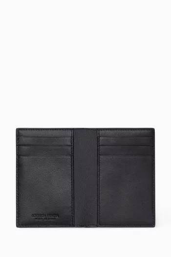 Flap Card Case in Intrecciato Leather