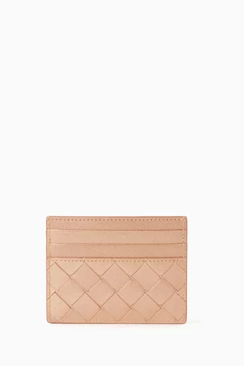 حافظة بطاقات ائتمان جلد لامع مجدول