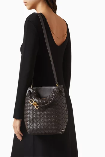 Small Andiamo Bucket Bag in Intrecciato Leather