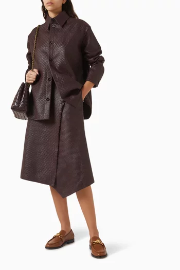 Button-up Shirt in Mini Intrecciato Leather