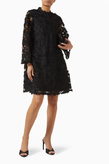 فستان ياسكارلي قصير مزين بزهور بارزة