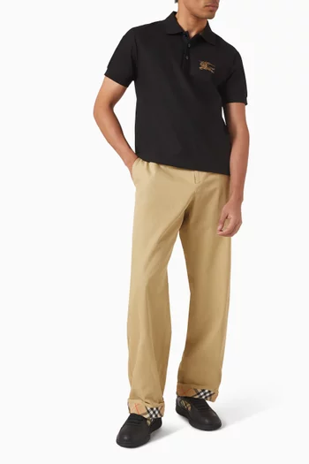 تي شيرت بولو بشعار الفروسية اللامع قطن