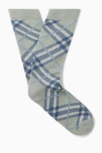 Check Socks in Cotton-blend
