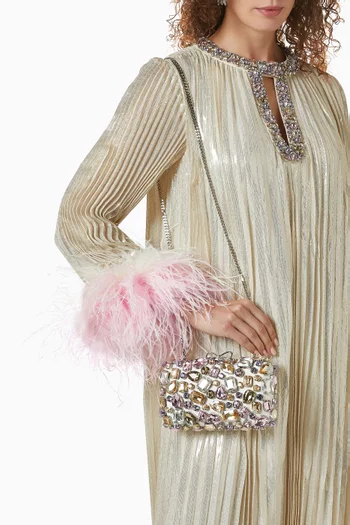 Crystal-embellished Clutch Bag in Satin