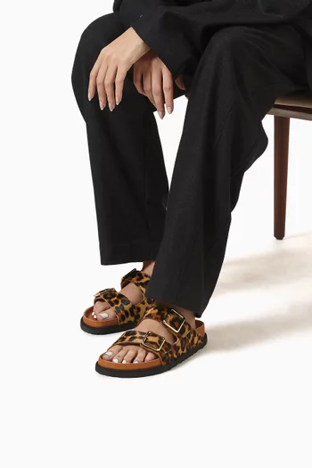 Arizona Leopard Sandals in Pony Hair