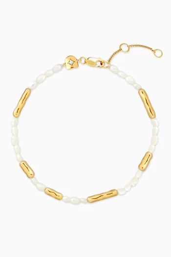 Molten & Pearl Bracelet in 18kt Gold-plated Sterling Silver