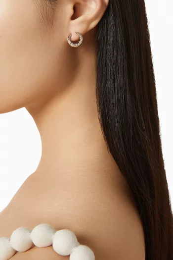 أقراط دائرية مرصعة بكريستال بتصميم حلزوني فضة إسترلينية مطلية بالذهب عيار 18