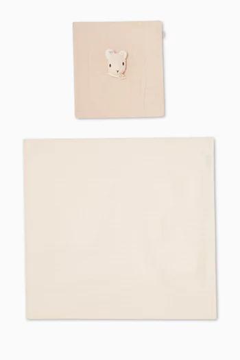 طقم هدايا بدمية بقماش ناعم للحضن ونقشة بالكامل