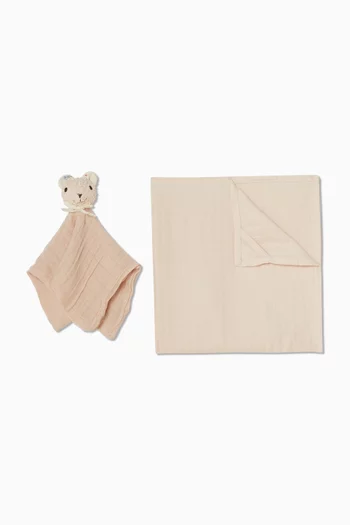 طقم هدايا بدمية بقماش ناعم للحضن ونقشة بالكامل