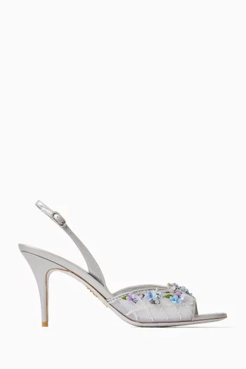 Flora 80 Embellished Slingback Pumps in Mesh & Leather