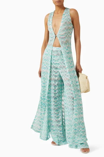 بنطال منسوج بنقشة خطوط متعرجة