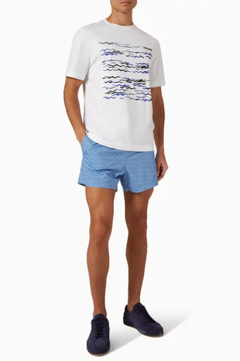 Tone‑on‑tone Zigzag Swim Shorts