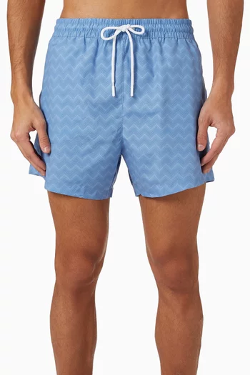Tone‑on‑tone Zigzag Swim Shorts