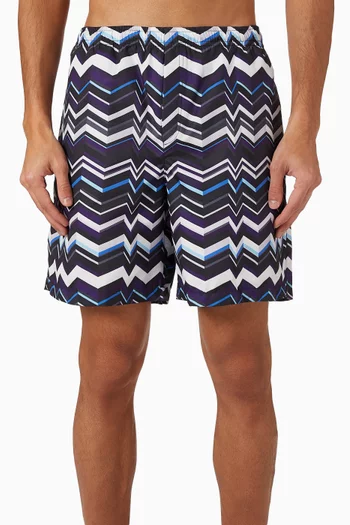 Long Zigzag Swim Shorts