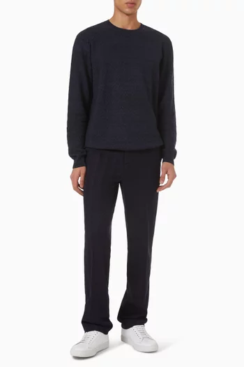 Tone-on-tone Zigzag Sweater in Wool & Cotton