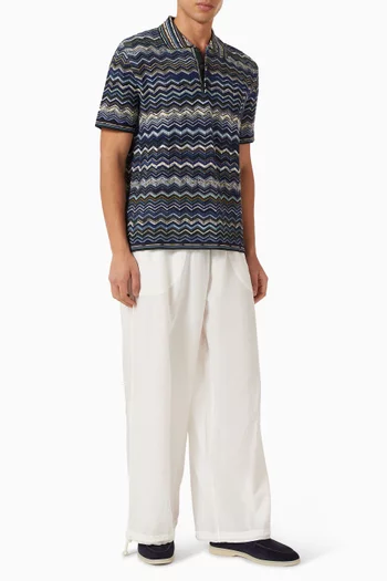 Chevron Pattern Knit Polo Shirt in Cotton