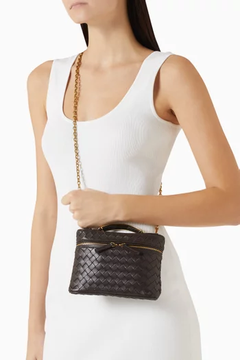 حقيبة فانيتي صغيرة جلد بيكولو ناعم مجدول