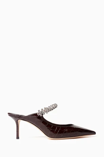 حذاء بينغ مفتوح من الخلف بكعب 65 مم جلد بنقشة جلد التمساح