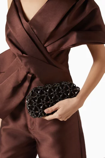 Tebea Clutch in Beads & Silk Satin