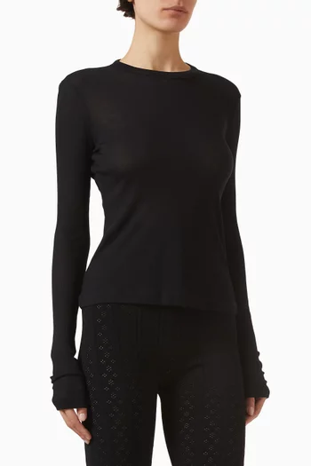 بلوزة بفتحة رقبة مستديرة مايكرو مودال