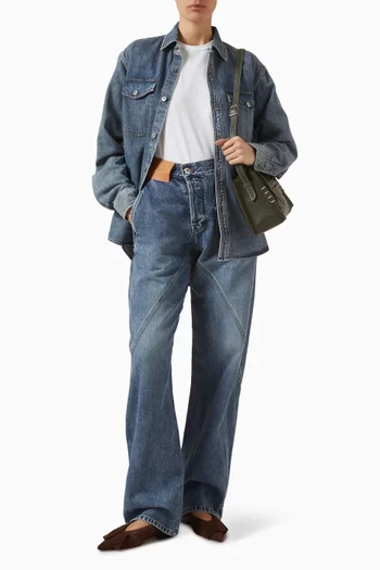 قميص بقصة فضفاضة دينم