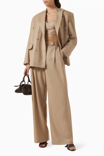 Pleated Wide-leg Pants in Wool-blend