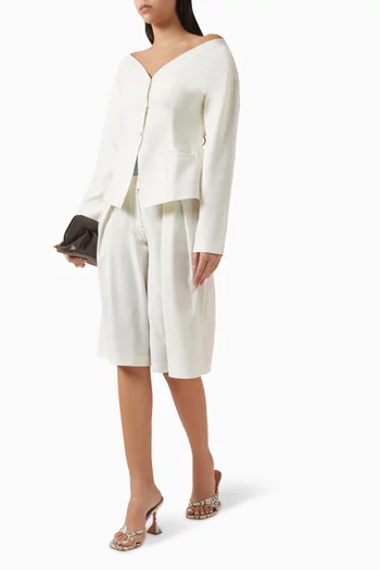 جاكيت بفتحة رقبة بأكتاف مكشوفة مزيج صوف