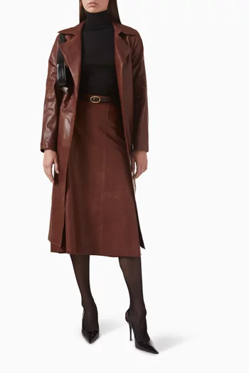 Yava Long Coat in Leather