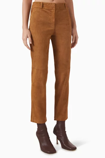 Jen Slim-fit Pants in Stretch Suede