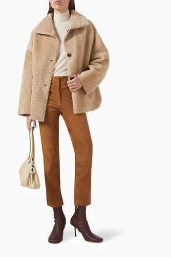 جاكيت إيزابيلا بوجهين فرو وجلد