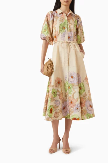 فستان فينيس بنمط قميص مزيج قطن