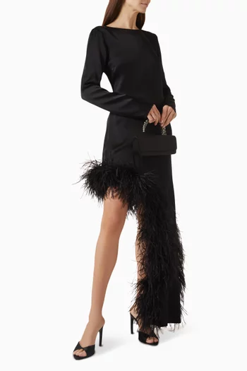 Asymmetrical Midi Dress in Satin