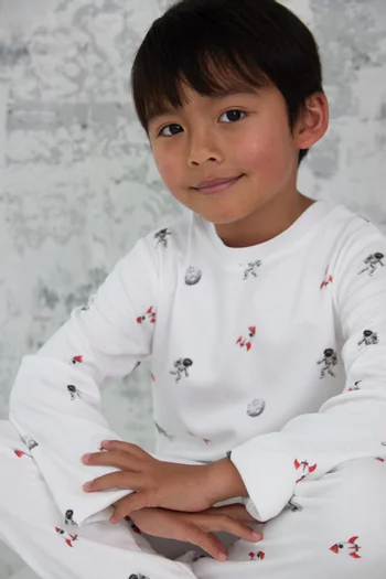 طقم بيجاما بنقشة فضاء قطن وبامبو