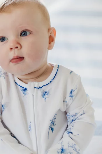 بيجاما قطعة واحدة بنقشة جنية بحافة بغرزة البيكو قطن وبامبو