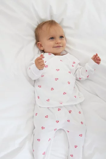 طقم بتصميم ملفوف ونقشة قلب قطن وبامبو، قطعتان