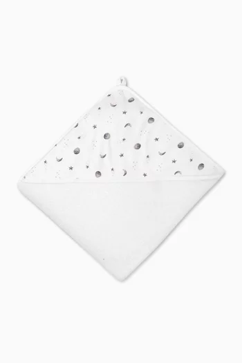 منشفة بغطاء رأس بحجم كبير بنقشة نجوم وقمر قطن وبامبو