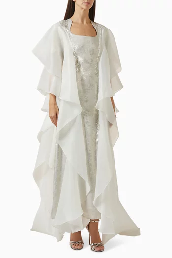 قفطتن بقصة ضيقة قماش لامع