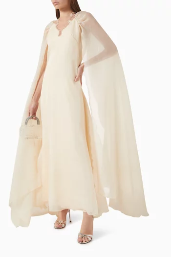 Embellished Cape Gown