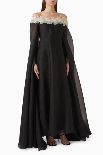 Embellished Off-shoulder Kaftan