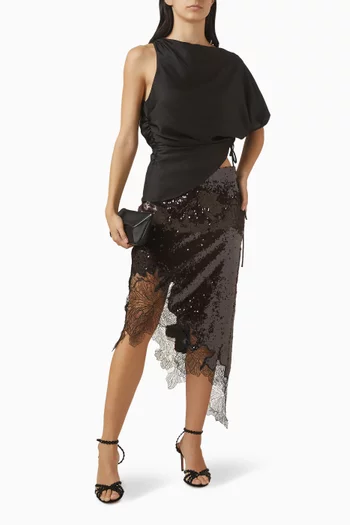 Sequin Lace-trim Skirt